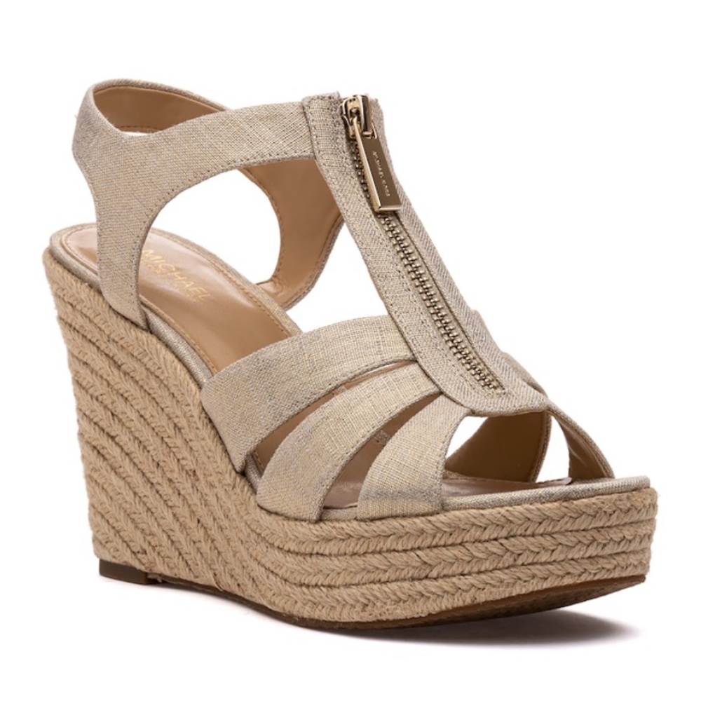 NWOB Michael Kors Metallic Espadrille Wedge Size 6.5